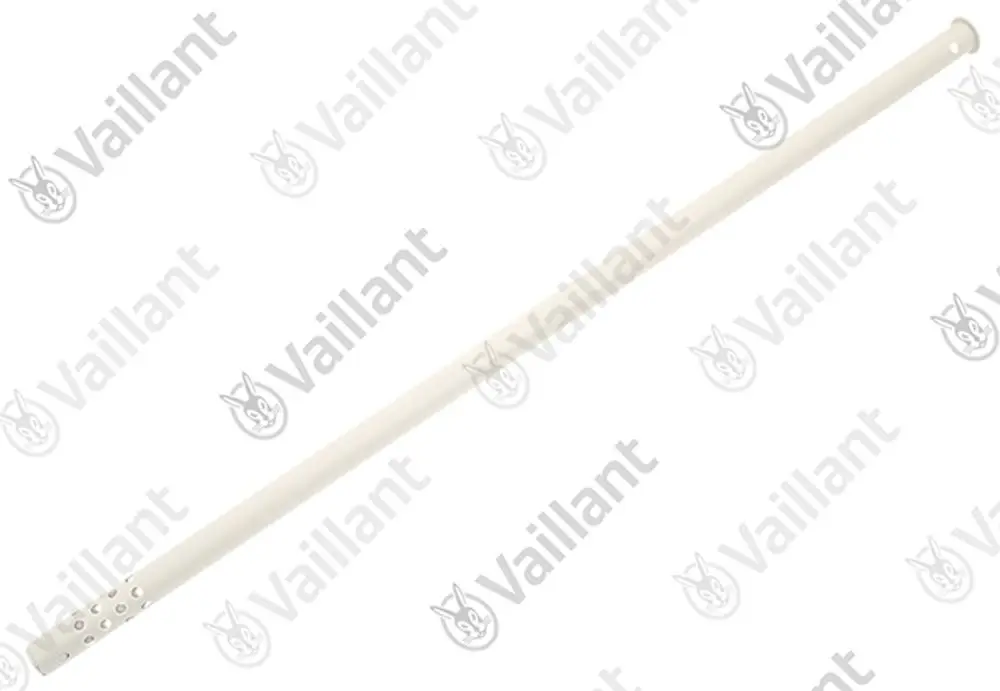 Vaillant Rohr mit durchgehender, weißer Oberfläche und gelochtem Ende, geeignet für bestimmte Heizungsanwendungen.